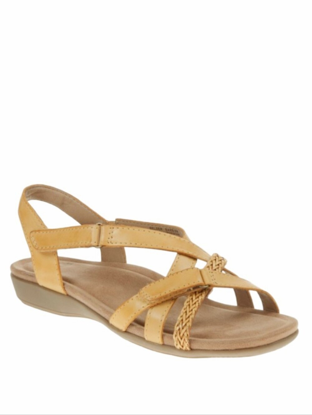 Earth Origins Belder Barb Eco Leather Amber Yellow Braided Slingback Sandals 7